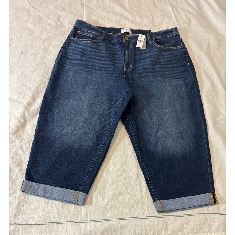 Lane Bryant Mid-Rise Boyfriend Capri Jeans Dark Wash Cuffed Denim Size 22 NWT